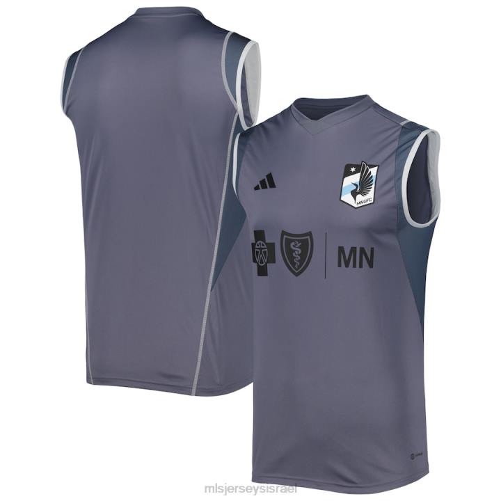 ג'רזי D66L525 MLS Jerseys גברים מינסוטה יונייטד fc adidas אפור 2023 על המגרש חולצת אימון ללא שרוולים
